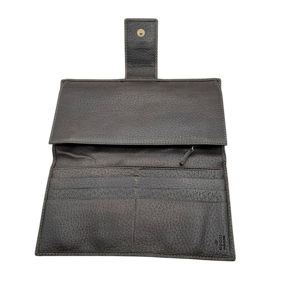 Gucci GG Abbey D Ring Continental Wallet Brown‎ Canvas Leather OS Vintage - Picture 9 of 11